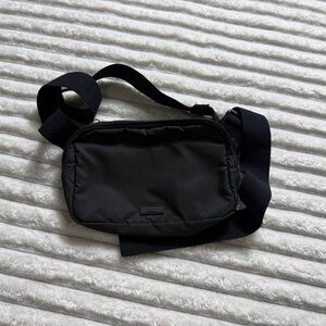 PINK Black Nylon Hiking Waist Pack with Adjustable Strap & Zip Closure